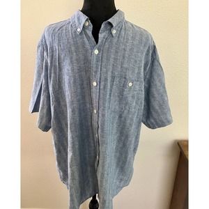 Weatherproof Vintage Blue Linen Button Down Shirt